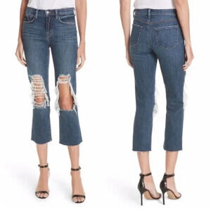 L'Agence Jordan Ripped‎ Crop Boot cut Jens Size 28 Distressed Raw Hem USA